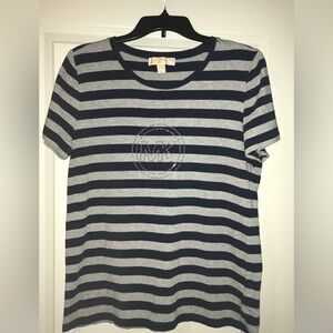 Michael Kors-Striped Navy and Gray T-Shirt